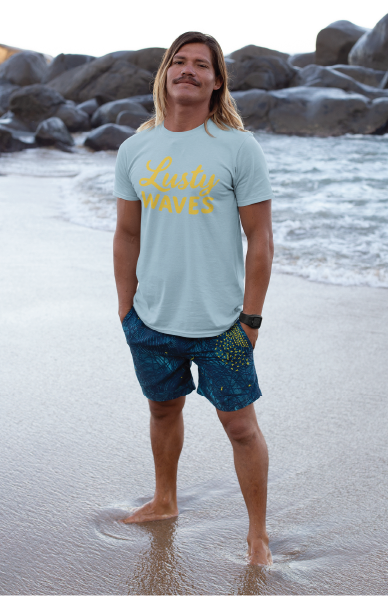 Lusty Waves | Mid-Light Tee with Flock Print