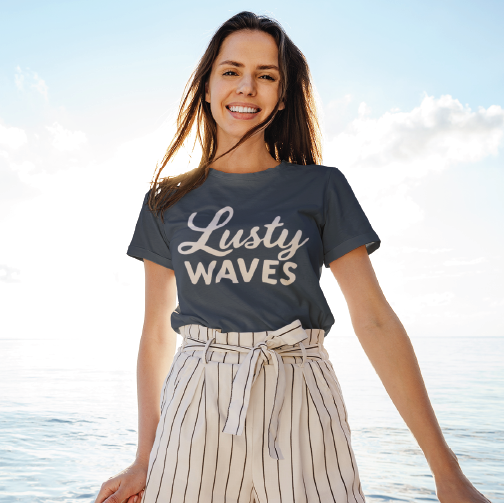 Lusty Waves | Mid-Light Tee with Flock Print