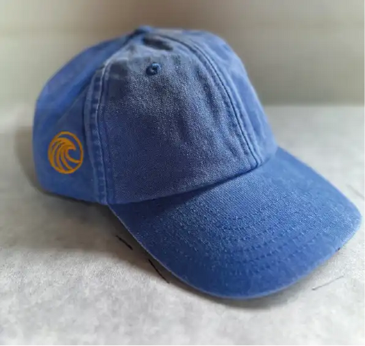 Lusty Waves - Newquay based brand. Vintage Cornflower Blue low profile vintage cap with embroidered logo.