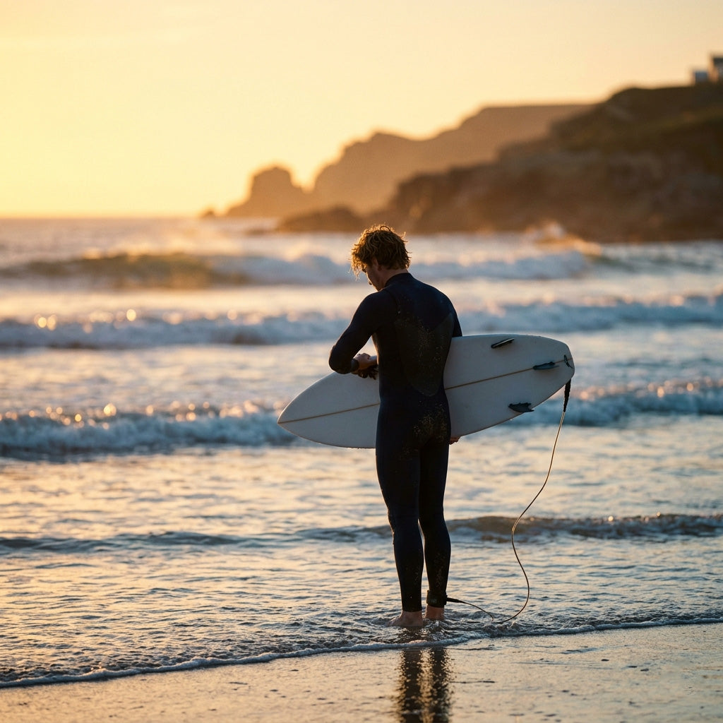 Surfer entering the water